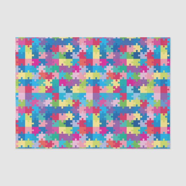 Regenbogen-Puzzlespiel-Muster-Autismus-Bewusstsein Seidenpapier (Vorderseite)
