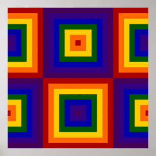 Regenbogen-Quadrat-Muster Poster