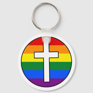 Regenbogen-QuerSchlüsselanhänger (Knopf-Art) Schlüsselanhänger