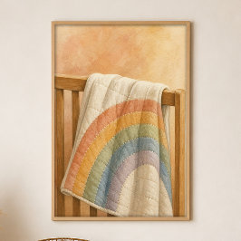 Regenbogen-Quilt-Wasserfarben-Whimsical-Kunstposte Poster