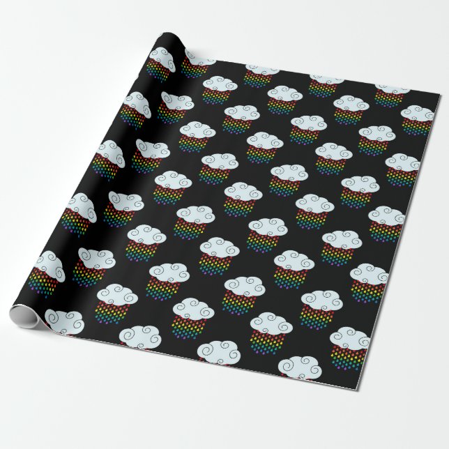 Regenbogen Regenwolken Geschenkpapier (Ungerollt)