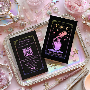 Regenbogen Retro Celestial Tarot Nagelkünstler QR- Visitenkarte