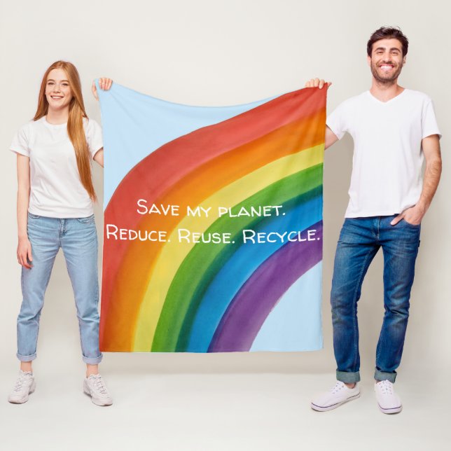 REGENBOGEN Rette meinen Planeten (anpassbar) Fleecedecke (Beispiel)