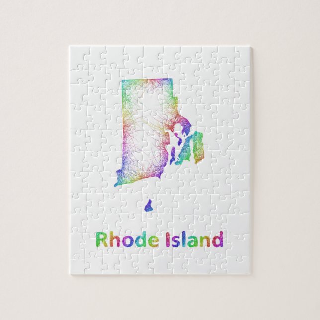 Regenbogen-Rhode Island Karte (Vertikal)