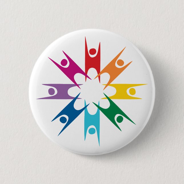 Regenbogen-Ring der Humanisten Button (Vorderseite)