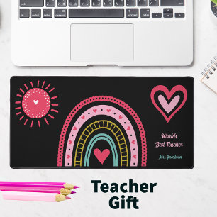 Regenbogen Rosa Beste Lehrerin Schreibtischunterlage
