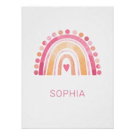 Regenbogen, rosa Boho, Aquarell Poster