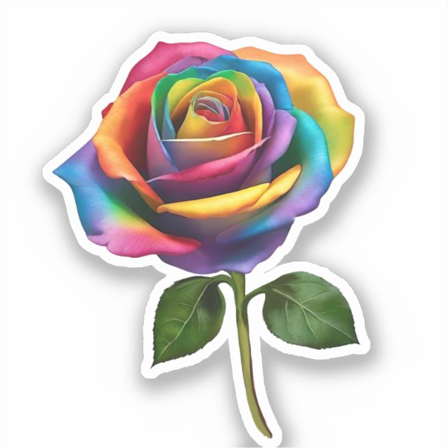 Regenbogen-Rose- Aufkleber (Vorderseite)