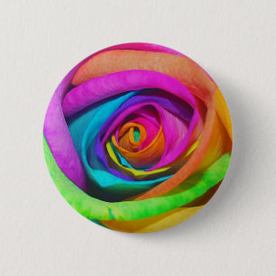 Regenbogen-Rose Button