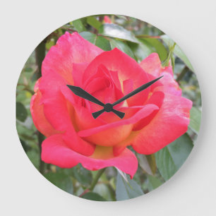 Regenbogen-Rose Große Wanduhr