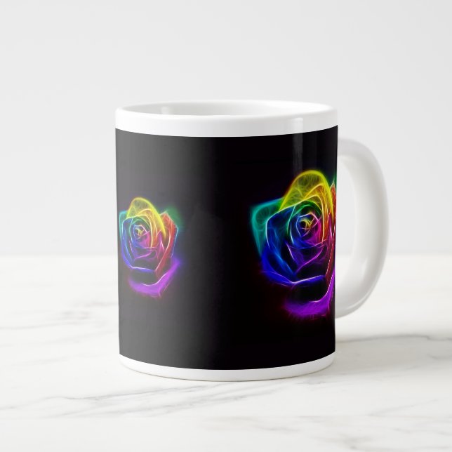 Regenbogen-Rosen-Fraktal Jumbo-Tasse (Vorderseite Rechts)
