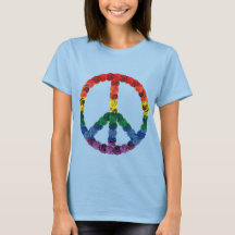 Regenbogen-Rosen-Friedenszeichen-T - Shirt