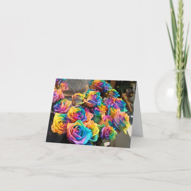 Regenbogen-Rosen Notecard Dankeskarte (Vorderseite)