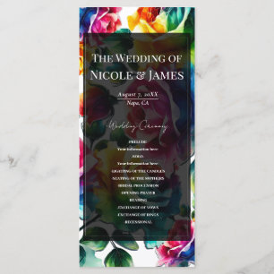 Regenbogen Rosen Schwarz & Weiß Florales Hochzeits Programm