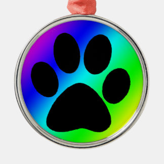 Regenbogen-runder Hund Paw.png Ornament Aus Metall