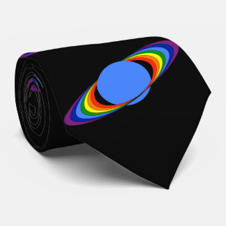 Regenbogen-Saturn-Krawatte für Astronomen, schwarz Krawatte