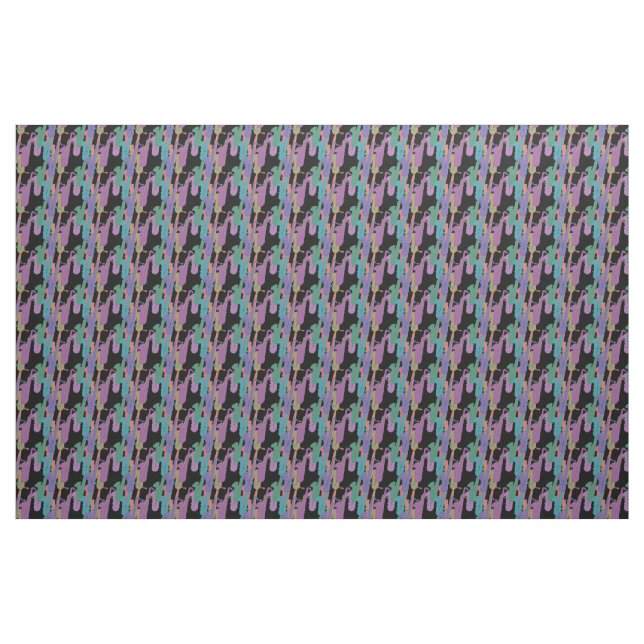 Regenbogen-Saxophon-Muster auf schwarzem Gewebe Stoff (Yard (91,4 cm))