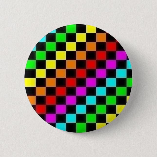 Regenbogen-Schachbrett Button (Vorderseite)