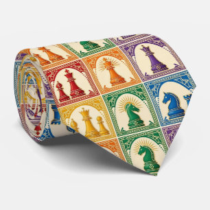 Regenbogen-Schachfiguren Schachspiel Krawatte