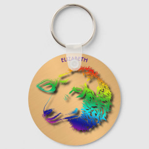 Regenbogen-Schaf-Lamm mit dem Schatten-Zeichnen Schlüsselanhänger