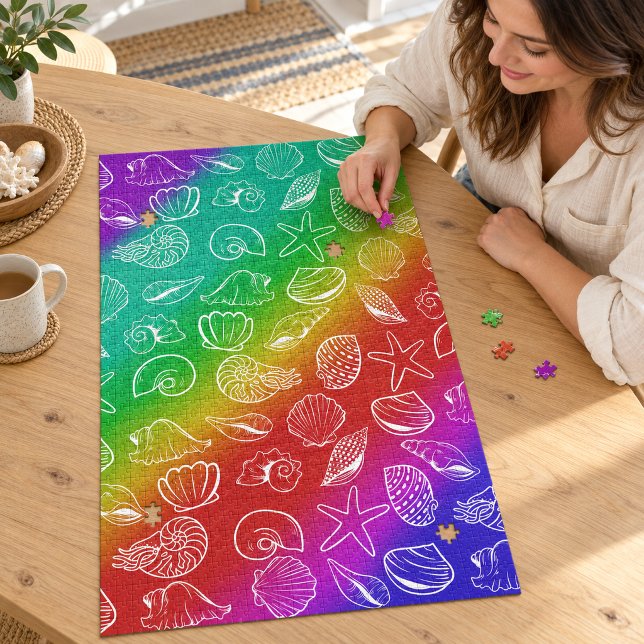 Regenbogen-Schalmuster 50 cm x 75 cm (Rainbow Shellfish Pattern 20" x 30" Jigsaw Puzzle
)