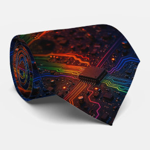 Regenbogen-Schaltplatine Krawatte – Buntes Tech-Ge