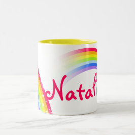 Regenbogen scherzt Namen-Tasse des Buchstaben 7 Zweifarbige Tasse