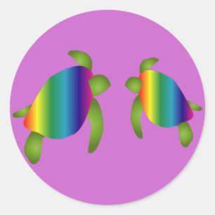 Regenbogen-Schildkröte-Aufkleber Runder Aufkleber