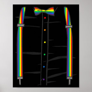 Regenbogen-Schleife-Spange-Hosenträger Gay Pride M Poster