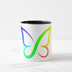 Regenbogen-Schmetterling-ADHS-Symbol Line Art Tasse