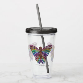 Regenbogen-Schmetterling - Akryllischer Cup (16oz) Acryltrinkbecher