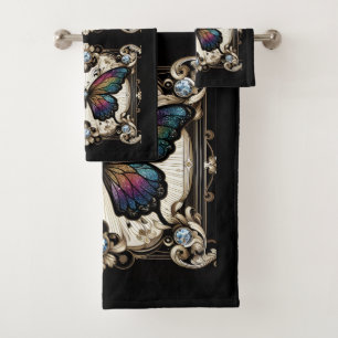 Regenbogen Schmetterling Art Deco Art Nouveau Badhandtuch Set