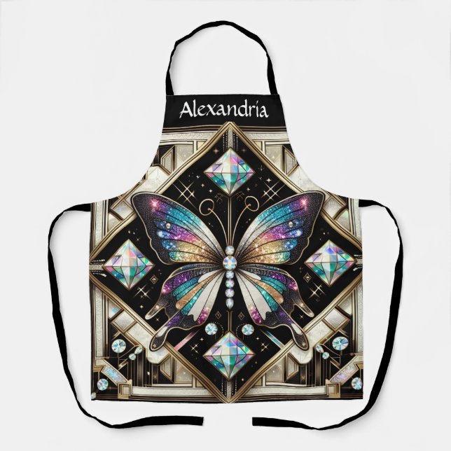 Regenbogen-Schmetterling-Art-Deco Schürze (Vorderseite)