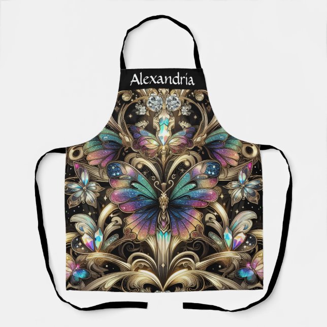 Regenbogen Schmetterling Art Deco Schürze (Vorderseite)