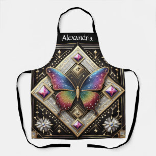 Regenbogen Schmetterling Art Deco Schürze