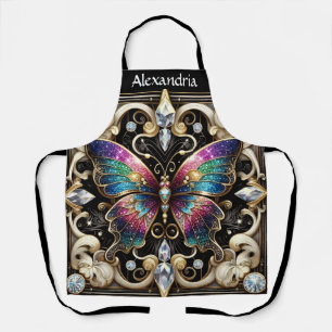 Regenbogen Schmetterling Art Deco Schürze