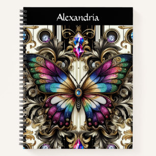 Regenbogen-Schmetterling-Art-Deco-Spiral-Notizbuch Notizbuch