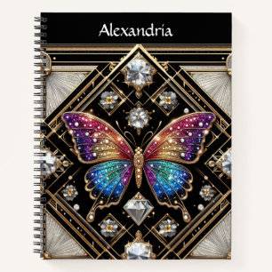 Regenbogen-Schmetterling-Art-Deco-Spiralblock Notizbuch