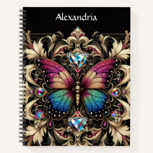 Regenbogen-Schmetterling-Art-Deco-Spiralblock Notizbuch