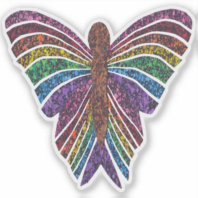 Regenbogen Schmetterling - Aufkleber (Vorderseite)