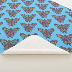 Regenbogen-Schmetterling (blau) - Sherpa-Decke Sherpadecke