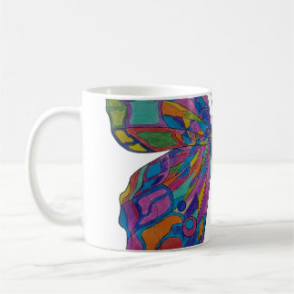 Regenbogen-Schmetterling-Blumen-Keramik-Kaffeetass Kaffeetasse