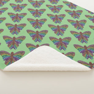Regenbogen-Schmetterling (grün) - Sherpa-Decke Sherpadecke