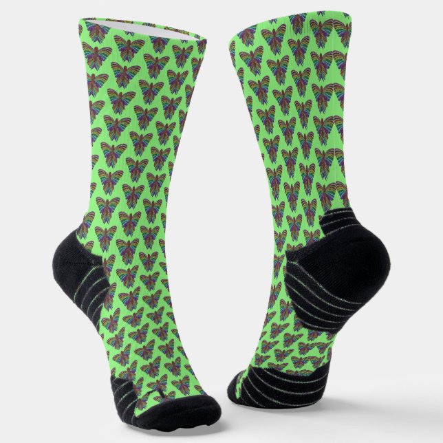 Regenbogen Schmetterling (hellgrün) - Sport Socken (Gewinkelt)