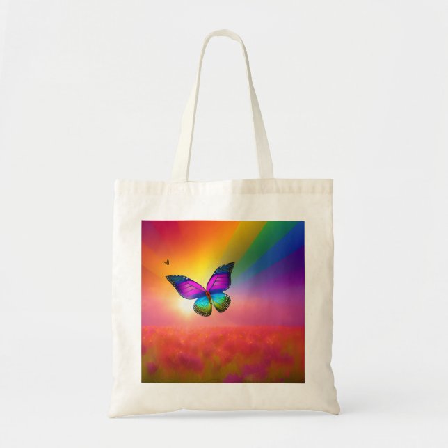 Regenbogen-Schmetterling im Feld Tragetasche (Vorne)