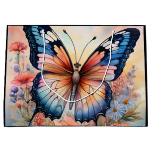 Regenbogen-Schmetterling in einem Blumengarten Große Geschenktüte