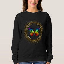 Regenbogen-Schmetterling in goldenem Kreis Sweatsh