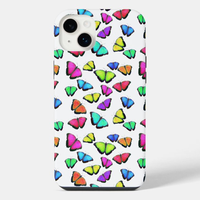 Regenbogen Schmetterling iPhone 14 Plus Hülle (Rückseite)