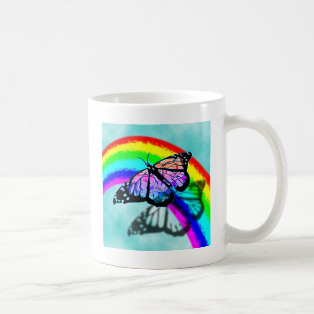 Regenbogen-Schmetterling Kaffeetasse (Rechts)