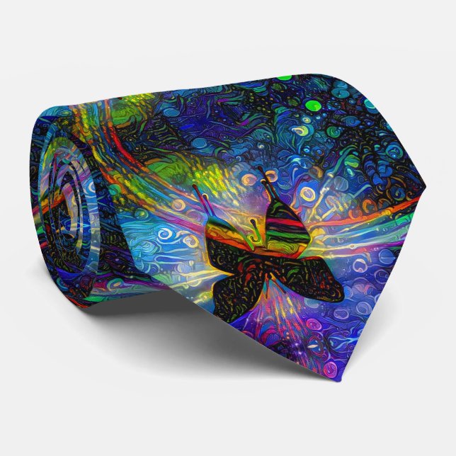 Regenbogen-Schmetterling Krawatte (Gerollt)
